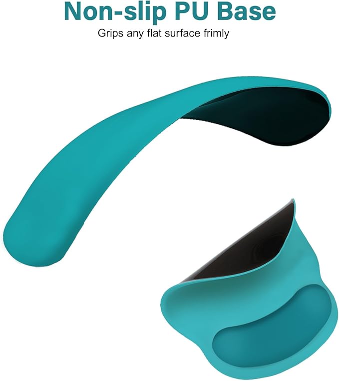 MOSISO Wrist Rest Support for Mouse Pad&Keyboard Set, Circle Curved Ergonomic Mousepad&Coaster Non-Slip Base Home/Office Wrist Support&Easy Typing Pad with Soft Cloth&Silicone Lining, Teal Green