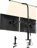 Dual Monitor Stand with LED Desk Lamp,Dual Monitor Mount for Desk Holds up to 30 Inches Screens, Supports 19.84 lbs per Monitor Arm, Swivel, Rotate and Tilt 2 Monitor Desk Mount