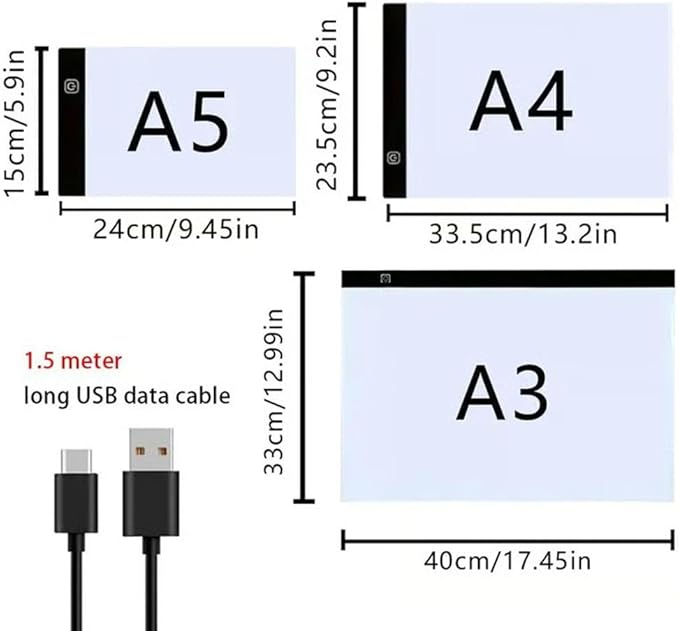USB Light Box for Tracing, A3 A4 A5 LED Light Pad with Eye-Care & Anti-Flicker, Ultra-Thin Portable Tracing Light Board for Artists, Drawing, Crafts