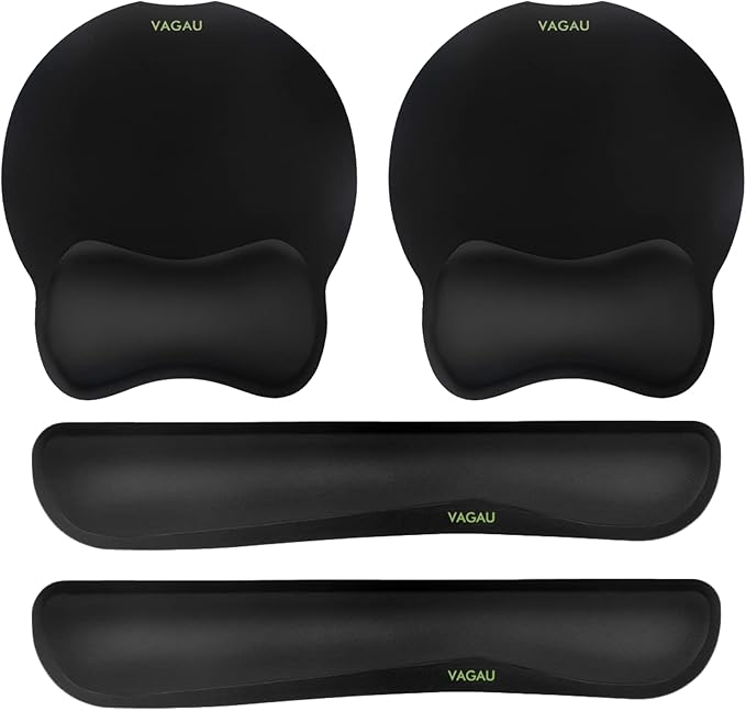 VAGAU Premium Keyboard Wrist Rest and Mouse Pad Wrist Support, Ergonomic Memory Foam Set for Office, Laptop, Mac, Computer and Gaming, Comfortable Typing (2 Pack)