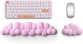 Cloud Keyboard Wrist Rest Pad Set, Enlarge PU Leather Memory Foam Cushion Support, Easy Typing, Mouse Rest Pad, Non-Slip Support for Home, Office, Pink