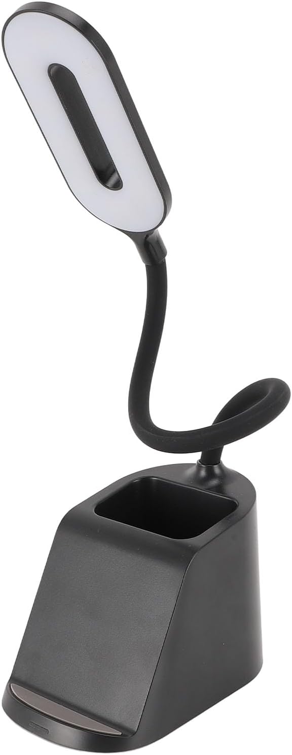 ANGGREK LED Desk Lamp with Wireless Charger Flexible Arm Touch Control Dimmable USB C Table Lamp for Office Study Bedroom (Black)