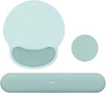 MOSISO Wrist Rest Support for Mouse Pad&Keyboard Set, Circle Curved Ergonomic Mousepad&Coaster Non-Slip Base Home/Office Wrist Support&Easy Typing Pad with Soft Cloth&Silicone Lining, Aquamarine