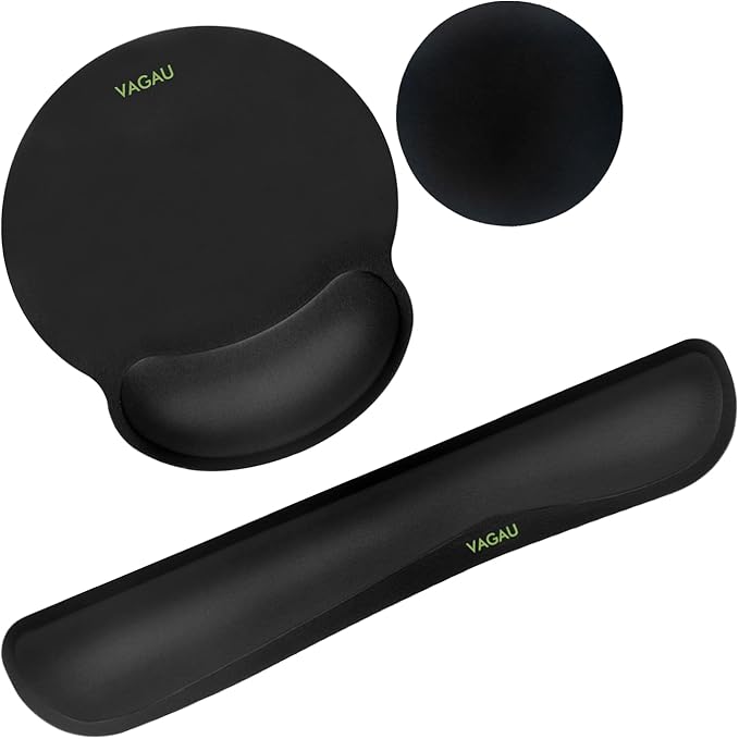 VAGAU Premium Keyboard Wrist Rest and Mouse Pad Wrist Support, Ergonomic Memory Foam Set for Office, Laptop, Mac, Computer and Gaming, Comfortable Typing