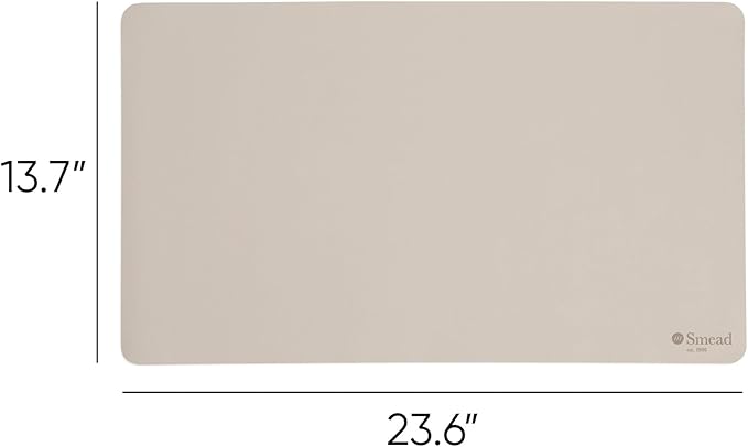 Smead Desk Pad, Vegan Leather Desk Mat with Non-Slip Faux Suede Backing, Perfect Desk Organizer for Office Decor, 23.6” x 13.7” Small, Sandstone (64836)