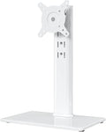 Hemudu Single LCD Computer Monitor Free-Standing Desk Stand Riser for 13 inch to 32 inch Screen with Swivel, Height Adjustable, Rotation, Holds One (1) Screen up to 77Lbs(HT05W-001) White