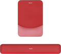 MOSISO Wrist Rest Support for Mouse Pad&Keyboard Set, Rectangular Ergonomic Mousepad Non-Slip Base Home/Office Easy Typing Pad with Neoprene Cloth&Raised Silicone Lining, Red