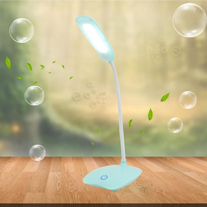 1Pc LED Touch Control Dimming Table Lamp USB Rechargeable Eye-Protection Reading Desk Light with Three Settings Flexible Design Blue for Home and Office
