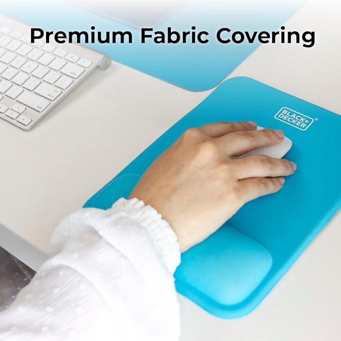 BLACK+DECKER Ergonomic Mouse Pad Wrist Support - Comfortable Mouse Pad Wrist Rest - Wrist Relief Gel Mousepad - Non-Slip Base Aesthetic Mousepad for Gaming, Home, Office - Perfect for Computer, Laptop