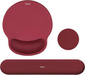 MOSISO Wrist Rest Support for Mouse Pad&Keyboard Set, Circle Curved Ergonomic Mousepad&Coaster Non-Slip Base Home/Office Wrist Support&Easy Typing Pad with Soft Cloth&Silicone Lining, Wine Red