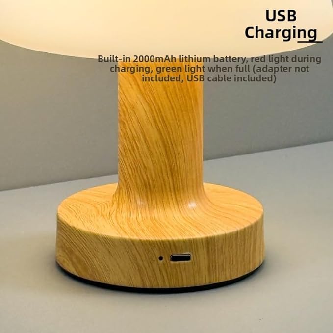 Shower Lamp Mushroom Lamp LED Table Lamp for Bedroom 3-Level Dimmable Rechargeable Desk Bedside Small Lamps Night Light for Bedroom, Living Room, Study and Home Offices Decor