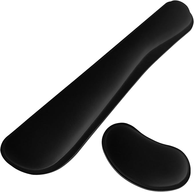 Wrist Rest for Computer Keyboard and Mouse, Ergonomic Design Wrist Support Pad for Keyboard, Soft Memory Foam Desk Pads Support Hand and Arm Easy Typing & Comfort, 2 Piece Pad, Black