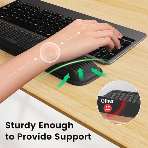 MEKASS Ergonomic Wrist Rest for Keyboard and Mouse, Soft Memory Foam Keyboard Wrist Rest Set with Non-Slip Silicone Base, Easy Typing, Comfort for Office, Work, Gaming (White)