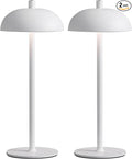 Cordless LED 12" Small Table Lamps Set of 2, Modern Portable Desk Lamp, 3 Color Dimming Rechargeable Battery Lights, for Bedroom, Outdoor, Restaurant, Bedside, Baby Night Light, Gifts (White)