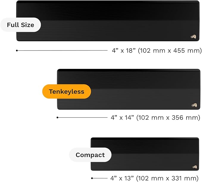GLORIOUS Gaming Wooden Keyboard Wrist Rest (TKL) - White Ash Wood, Medium-Coarse Grain, Smooth Surface, Sweat & Oil Resistant, Easy Clean, Anti-Slip Rubber Base, 360 x 100 x 19mm - Onyx