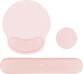 MOSISO Wrist Rest Support for Mouse Pad&Keyboard Set, Circle Curved Ergonomic Mousepad&Coaster Non-Slip Base Home/Office Wrist Support&Easy Typing Pad with Soft Cloth&Silicone Lining, Chalk Pink