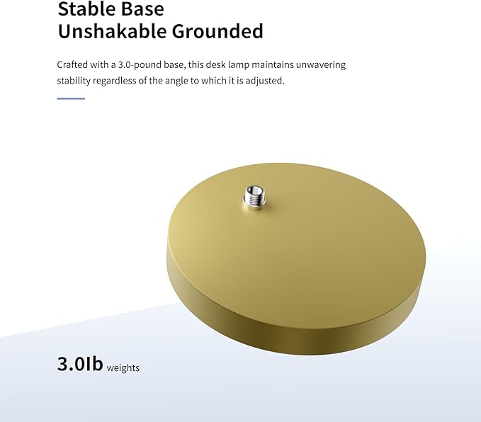 AXX Gold Desk Lamp, 24-Inch Table Light for Home Office/Bedroom/College Dorm Room, LED Bulb Included, 1000LM, 3 Color Modes, 10 Dimmable Levels, Metal