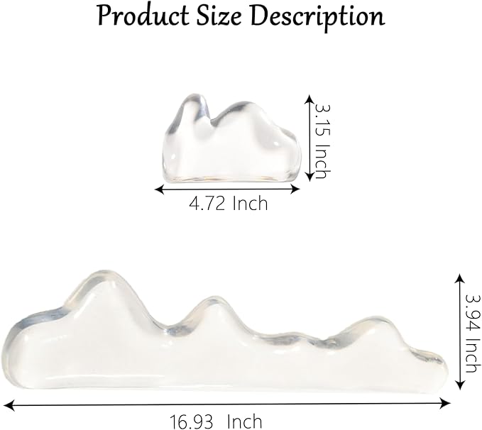 Gel Keyboard and Mouse Wrist Rest Set Abstract Clear Keyboard Wrist Rest Transparent Ergonomic Cute Minimalist Mountain Silicone Non-Slip Mouse Wrist Pad Support for Computer Gaming Home Office