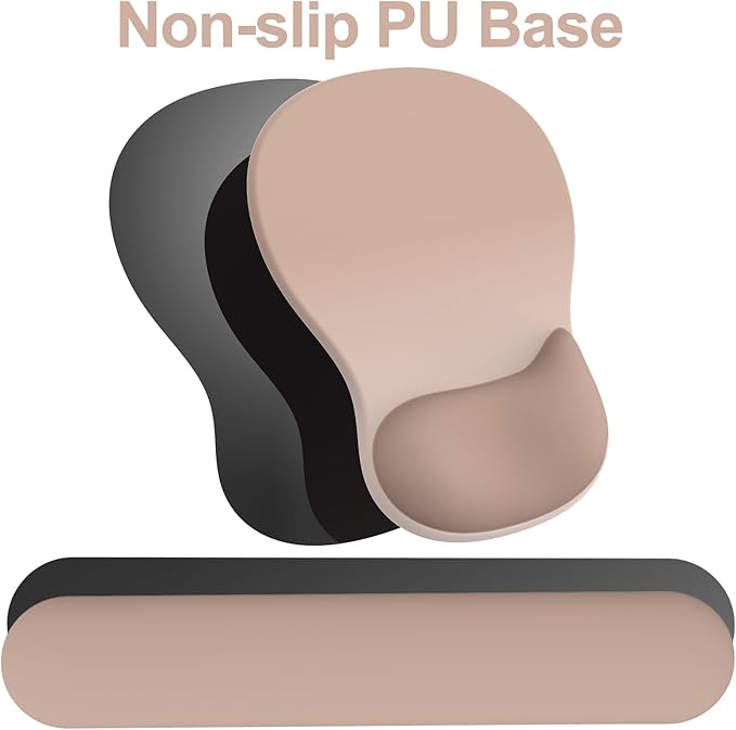 Ergonomic Mouse Pad with Wrist Rest and Keyboard Wrist Rest, Gel Mousepad and Wrist Rest for Computer Keyboard, Non-Slip PU Base, Mouse Pad with Wrist Support for Gaming, Office, Brown