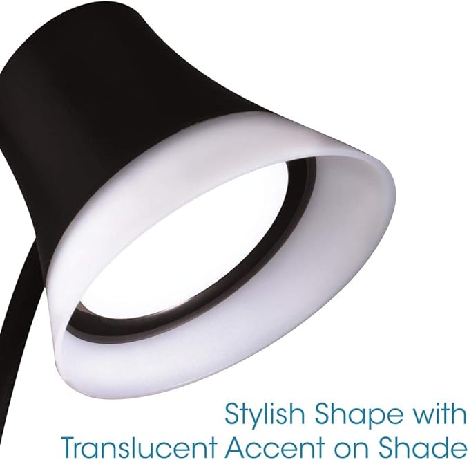OttLite Shine LED Desk Lamp with Qi Wireless Charging and 2.1A USB Charging Port, Black