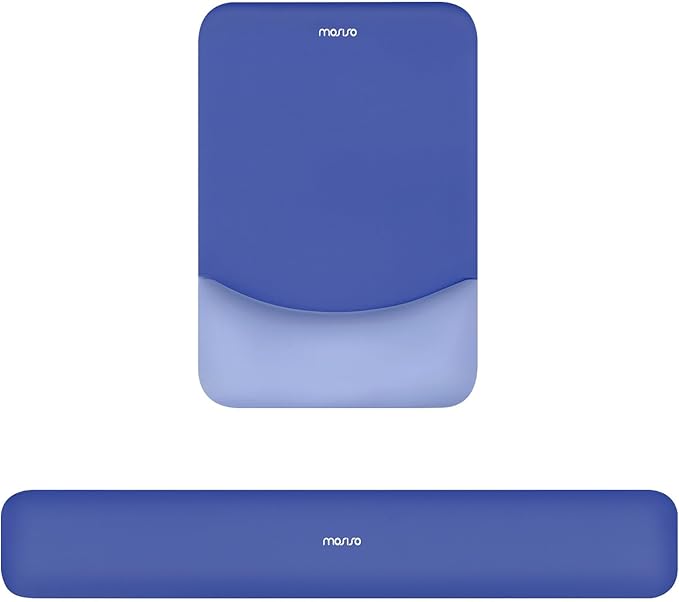 MOSISO Wrist Rest Support for Mouse Pad&Keyboard Set, Rectangular Ergonomic Mousepad Non-Slip Base Home/Office Easy Typing Pad with Neoprene Cloth&Raised Silicone Lining, Royal Blue