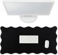 Scalloped Desk Mat Large Scalloped Piping Cute Desk Mat Aesthetic Preppy Table Pad Large Nonslip Pad with Edge Stitching Waterproof Gaming(Black,23.62 x 13.78 Inches)