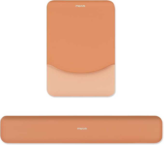 MOSISO Wrist Rest Support for Mouse Pad&Keyboard Set, Rectangular Ergonomic Mousepad Non-Slip Base Home/Office Easy Typing Pad with Neoprene Cloth&Raised Silicone Lining, Cosmic Orange