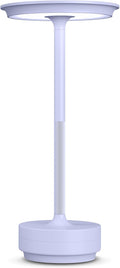Rechargeable Cordless Table Lamp, Portable 5000mAh LED Touch Table Light, 3 Color Stepless Dimming Battery Powered Table Lamp for Outdoor/Restaurant/Patio.(Light Purple)