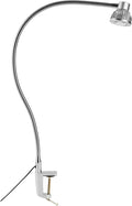 Hersi High Bright 5w 35‘’Long Flexible Arm Desk Lamp Metal Architect LED Task Light with Clamp, Adjustable Folding Twin-Arm Clip-on Table Lamp,Black for Home Office (Silver)
