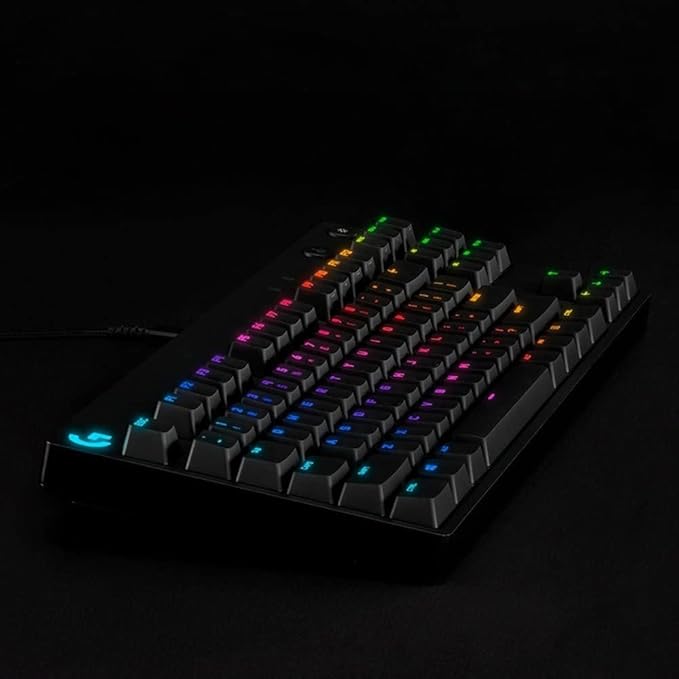 Logitech G Pro TKL Mechanical Wired Gaming Keyboard GX Blue Clicky Switch and LIGHTSYNC RGB Backlit Keys, 12 programmable F-key macros, Black - 920-009388 (Renewed)