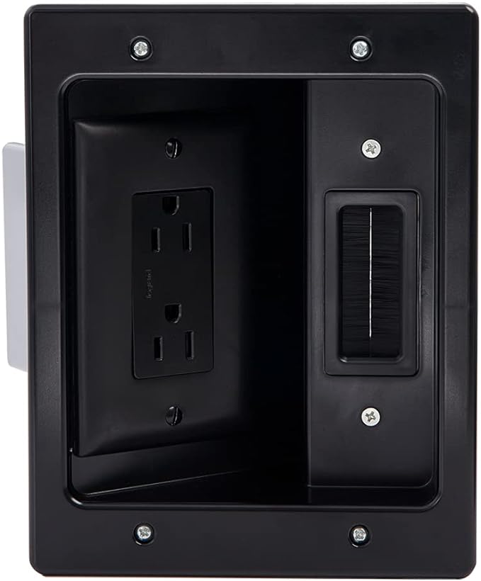 Legrand - On-Q in-Wall TV Cable Management Kit, Recessed Power & Low Voltage Bridge for TVs, UL Listed DIY Wire Hider Solution, HT2102BKV1, Black