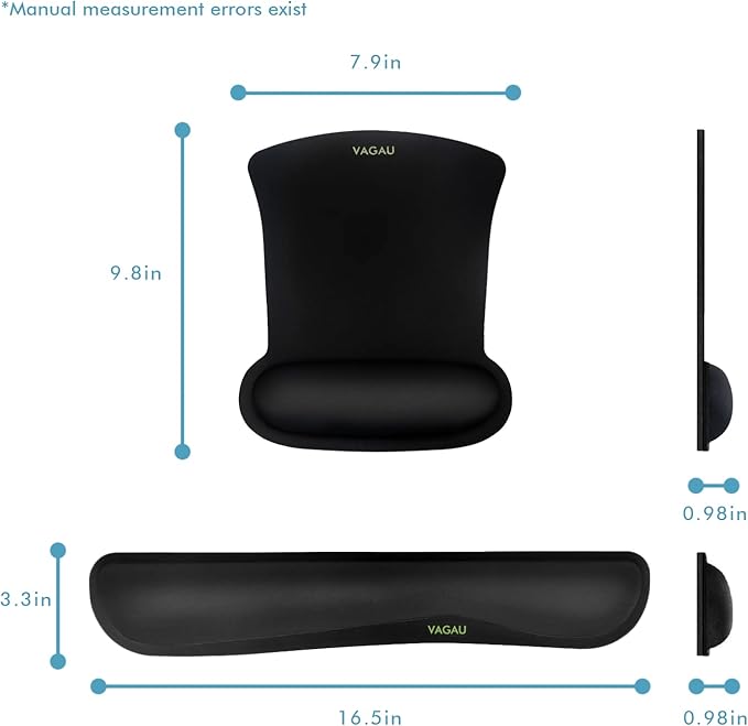 VAGAU Premium Keyboard Wrist Rest and Mouse Pad Wrist Support, Ergonomic Memory Foam Set for Office, Laptop, Mac, Computer and Gaming, Comfortable Typing (2 Pack)