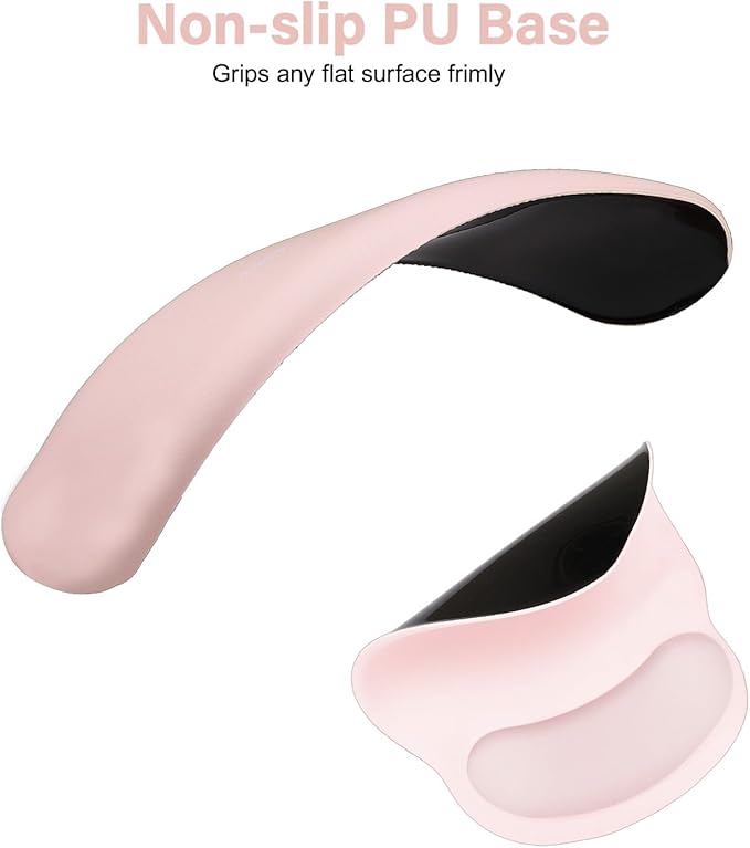 MOSISO Wrist Rest Support for Mouse Pad&Keyboard Set, Circle Curved Ergonomic Mousepad&Coaster Non-Slip Base Home/Office Wrist Support&Easy Typing Pad with Soft Cloth&Silicone Lining, Chalk Pink