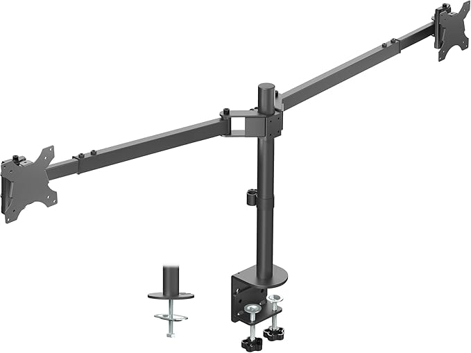 VIVO Premium Dual Ultra Wide LCD LED 40 to 45 inch Monitor Desk Mount, Heavy Duty, Adjustable Telescoping Arms, Flush Wall Setup, Fits 2 Screens, Black, STAND-TS45C