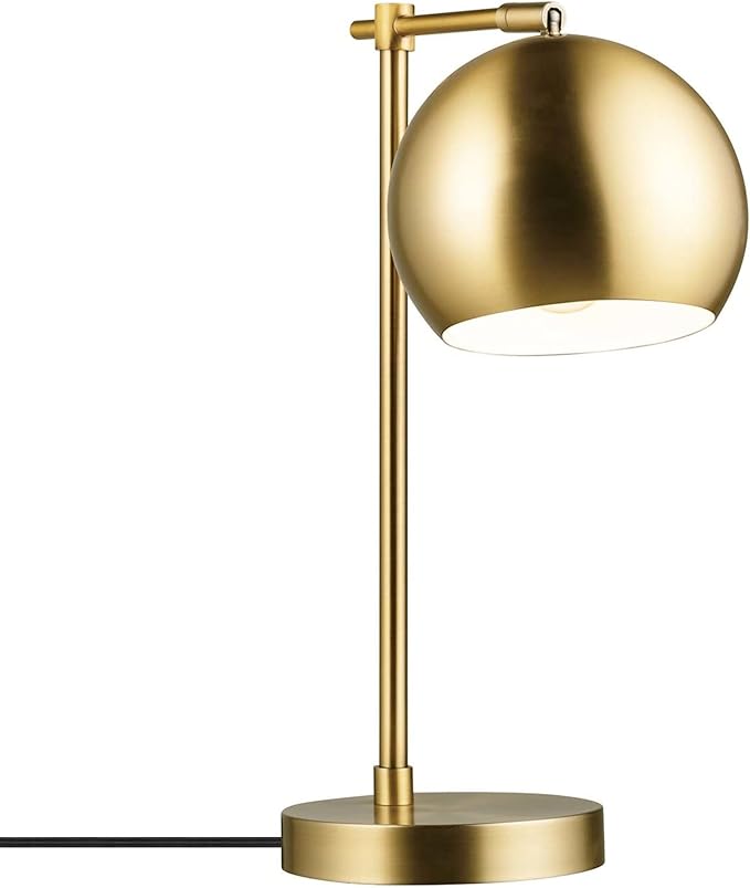Globe Electric 18" Desk Lamp, Matte Brass Finish, Pivoting Shade, in-Line Rocker Switch, 10W LED Bulb Included, Vintage Glam Style, 52915