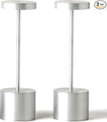 SAKRINGT 2 Pack Outdoor Table Lamp,LED Table Light,Cordless Table Lamp Rechargeable ,5000mAh Battery Powered Dimming Desk Lamp for Restaurant/Patio /Outdoor(Silver)