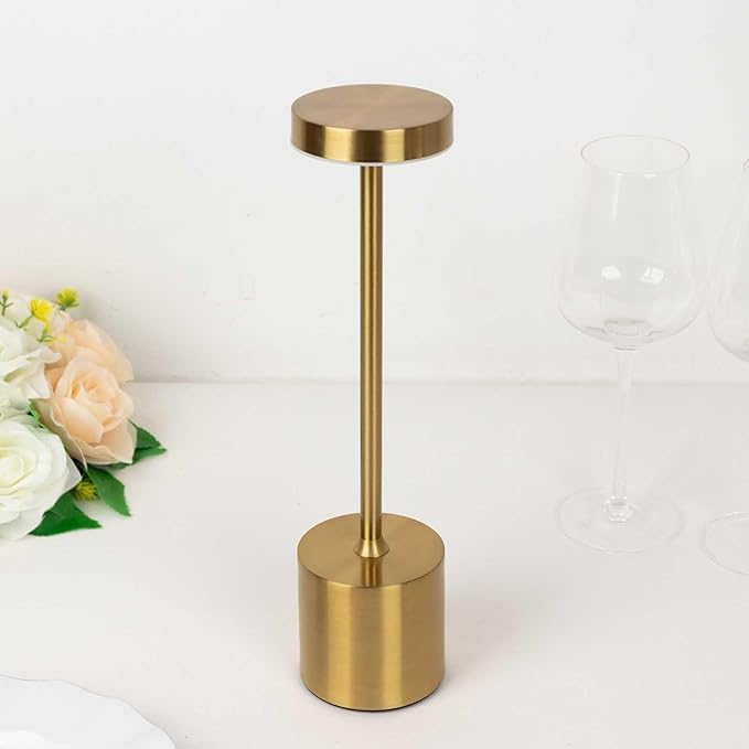 Balsa Circle Gold Metal Rechargeable Cordless Table Lamp with Touch Control Wedding Reception Party Home Events Centerpieces Decorations