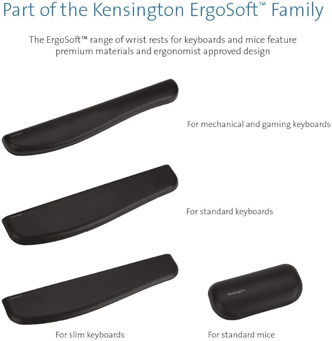 Kensington ErgoSoft Wrist Rest for Standard Keyboards, Black (K52799WW) (Pack of 2)