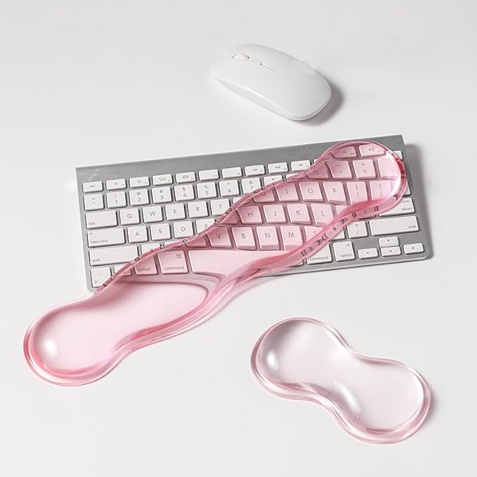 Clear Gel Wrist Rest for Keyboard, Keyboard Wrist Rest for Typing, Ergonomic Keyboard Arm Rest, Suitable for Office, Gaming, Computer, Laptop - Pink