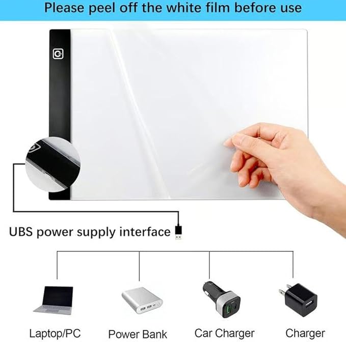 USB Light Box for Tracing, A3 A4 A5 LED Light Pad with Eye-Care & Anti-Flicker, Ultra-Thin Portable Tracing Light Board for Artists, Drawing, Crafts