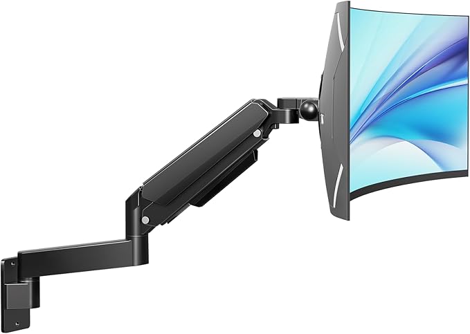 MOUNT PRO Monitor Wall Mount for 22"-49" Ultrawide Flat & Curved Screens, Heavy Duty Single Wall Mount Monitor Arm Holds up to 44 lbs, Full Motion Adjustable Wall Bracket, VESA Mount 75x75mm/100x100mm