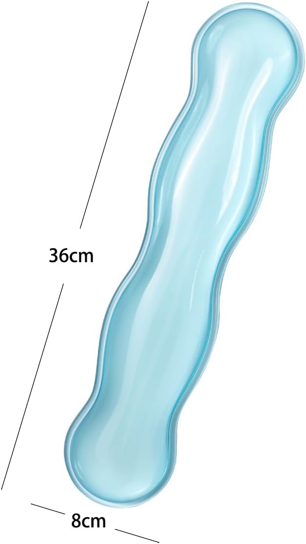Clear Gel Keyboard Wrist Rest, Blue Silicone Keyboard Wrist Rest, Cute Ergonomic Wrist Rest for Keyboard 60%/75% (Blue-Long)