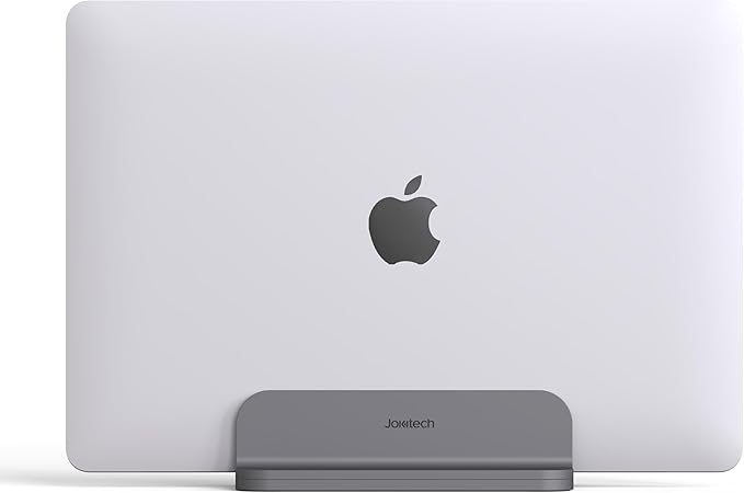 Aluminum Laptop Vertical Stand Organizer, Sturdy Laptop Computer Holder Desktop Stand Compatible with new Retina Apple MacBook Pro/Air/Neo, Mac mini & iPad Pro - Spacegrey