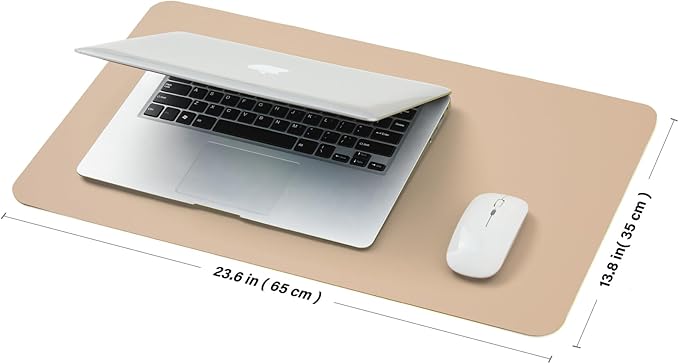 Leather Desk Mat - Small Non-Slip PU Desk Pad for Office and Home - Desk Organization and Accessories - Ideal for Large Mouse Pad and Small Desk Mats on Top of Desks (Apricot,23.6"x 13.8")