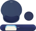 Mouse Pad and Keyboard Wrist Rest, 3-in-1 Gel Memory Foam Ergonomic Mouse Pad with Wrist Rest Set, Gaming Mousepad Arm Cushion Support for Computer Office Desk Accessories Cute Setup,Dark Blue