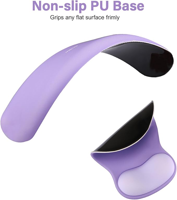 MOSISO Wrist Rest Support for Mouse Pad&Keyboard Set, Curved Ergonomic Mousepad&Coaster Non-Slip Base Home/Office Pain Relief&Easy Typing Cushion with Soft Cloth&Silicone Lining, Purple