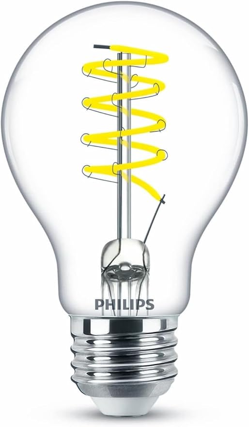PHILIPS LED 40W A19 1-Pack Vintage Edison Spiral Soft White (2700K) 500 Lumen (5.5W = 40W) Dimmable Clear Flicker-Free Light Bulb