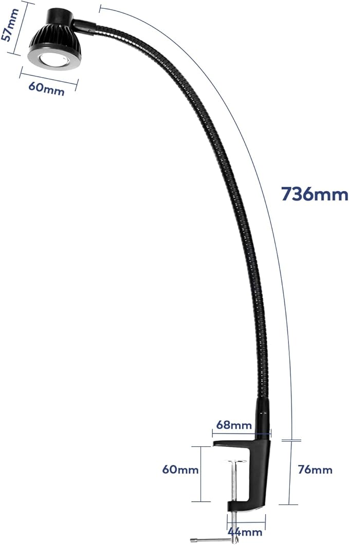 Hersi High Bright 5w 35‘’Long Flexible Arm Desk Lamp Metal Architect LED Task Light with Clamp, Adjustable Folding Twin-Arm Clip-on Table Lamp,Black for Home Office (Black)