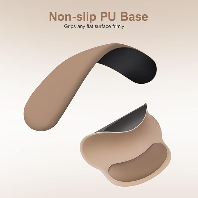 MOSISO Wrist Rest Support for Mouse Pad&Keyboard Set, Circle Curved Ergonomic Mousepad&Coaster Non-Slip Base Home/Office Wrist Support&Easy Typing Pad with Soft Cloth&Silicone Lining, Mocha