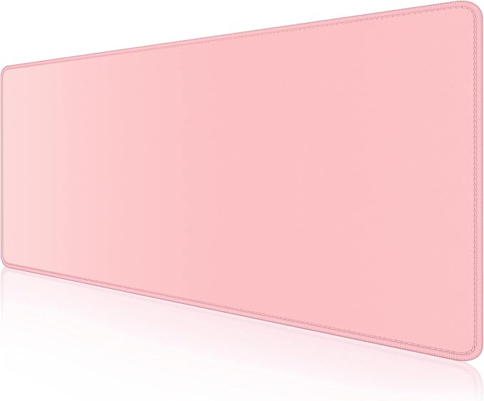 Dapesuom Large Mouse Pad, Extended Gaming Mouse Mat with Stitched Edges, Full Size Desk Mats with Non-Slip Base, Computer Big Desktop Keyboard Pad for Gamer, Laptop, Office, 23.6 x 11.8 in, Pink